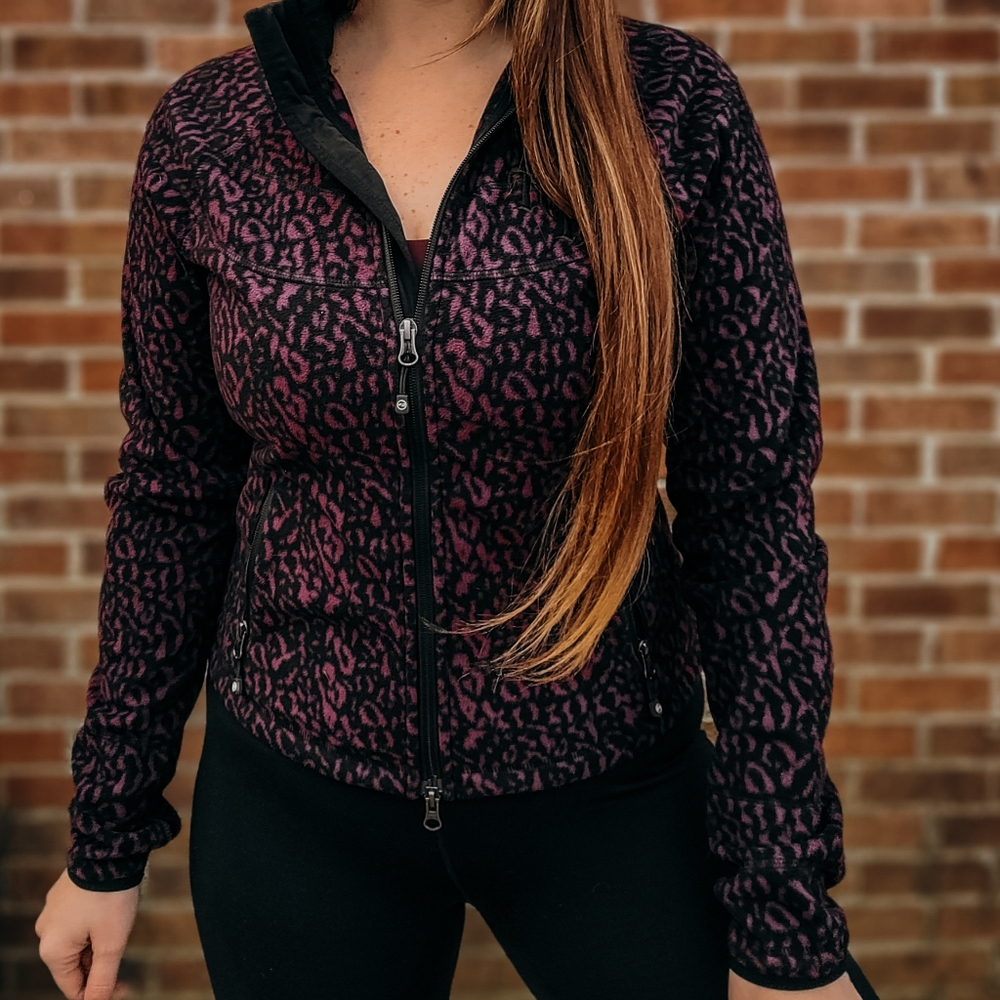 Harley Davidson purple cheetah fleece zip up jacket size medium